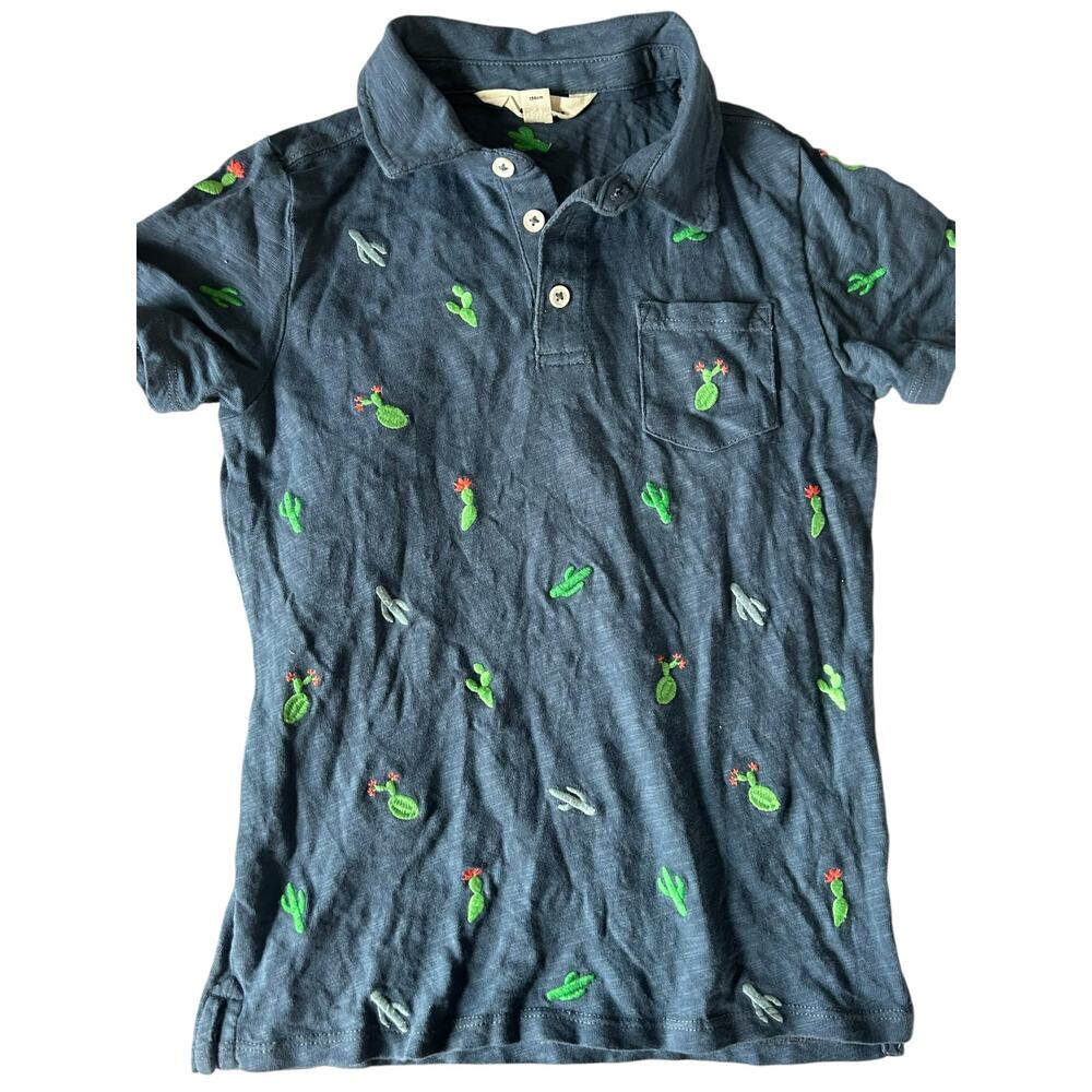 Mini boden blue cactus polo shirt size 8-9